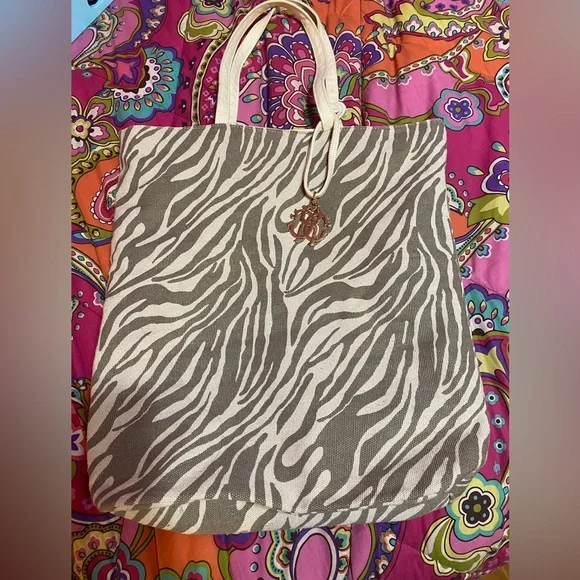 Roberto Cavalli Bags Roberto Cavalli Zebra Tan Cream Gold